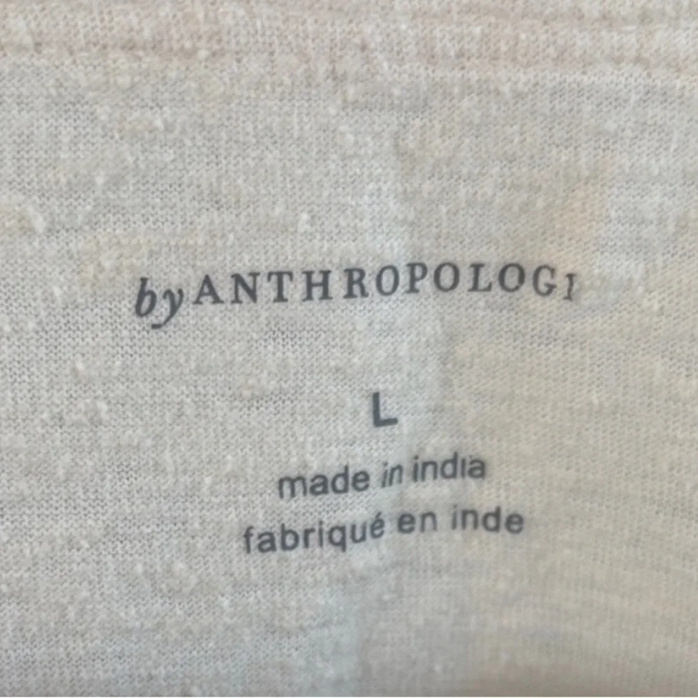 Anthropologie Cream Blouse with Embroidered Sleeves
